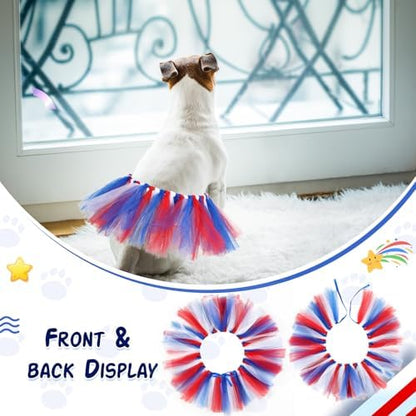 Dog Tutu for Dogs Tulle Skirt Pet Costume, Red White and Blue - Image 6