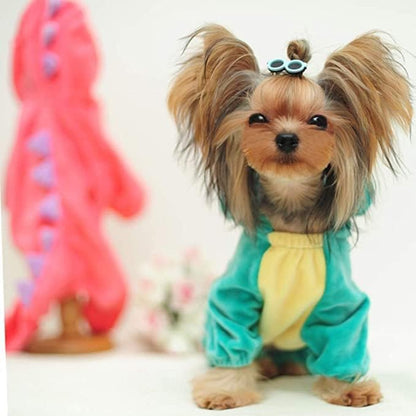 Delifur Dinosaur Dog Halloween Costume Pet Dino Hoodie for Small Dogs Cats (M, Green) - Image 2