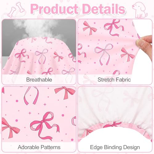 Dog Pajamas for Small Medium Dogs Pjs Pink Bow Dog Onesie Breathable Puppy Pj Pet Stretchy Soft Sleepwear for Spring Summer Costume-L - Image 4