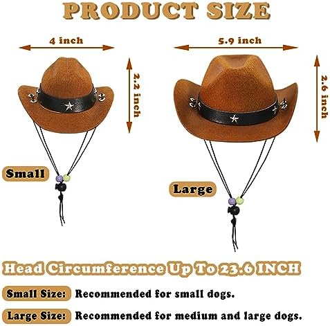 GOYOSWA Dog Halloween Costumes, Dog Cowboy Costume Halloween Pet Cowboy Hat Bandana Scarf for Small Medium Large Dogs Pets (Brown Hat & Red Bandana, Small) - Image 4