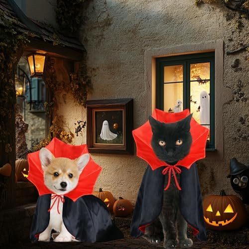 Cat Halloween Costumes Dog Halloween Vampire Costume Funny Pet Vampire Devil Cape Cloak Halloween Costumes for Cats XS Small Dogs (Small) - Image 5