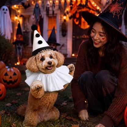Tallew Halloween Dog Costume Clown Ghost Set for Small Medium Large Pet - Image 4