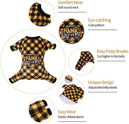 CuteBone Thanksgiving Dog Pajamas Costumes Pet Clothes Cat Apparel Shirt Winter Holiday Cute Pjs Outfits for Doggie Onesies P261XL X-Large - Image 2