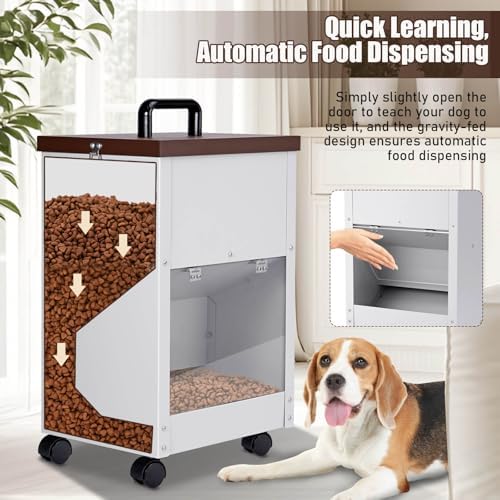 28Lbs Automatic Dog Feeder Large Breed, Easy to Move with Wheels
