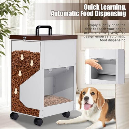 28Lbs Automatic Dog Feeder Large Breed, Easy to Move with Wheels