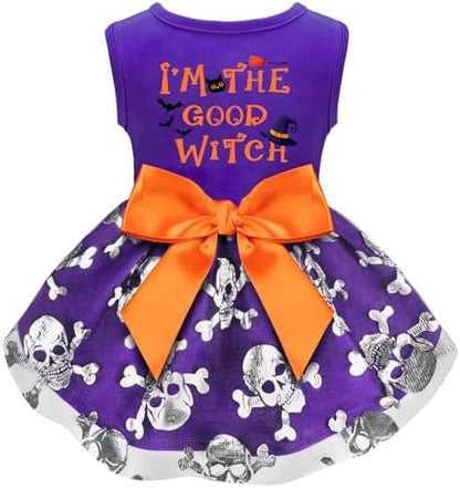 Dog Halloween Costumes Dog Dress Halloween Costumes for Dogs Funny Puppy Dress with Bow for Small Medium Large Dogs Pumpkin Witch Bat Pet Costume Halloween by BAOBICUTE