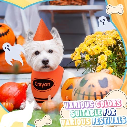 Huhumy 8 Set Crayon Dog Bandanas Costume, Crayon Pet Bandana and Hat Set - Image 4