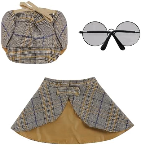 3 Pcs Dog Costume Set Detective Cloak Hat and Glasses for Small Dog Cat Detective Costume for Halloween Party Cosplay(Medium) by Haakong