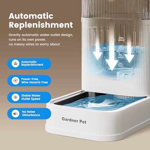 2.2 Gallon Automatic Dog Water Dispenser with Stainless Steel Bowl