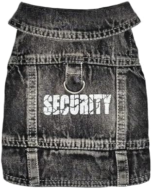 Black Security Dog Jean Jacket,Pet Denim Coat Puppy Clothes(XS) by JcDuDoi