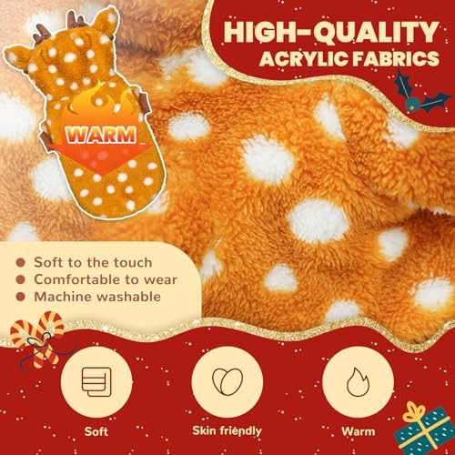 Christmas Dog Sweater with Hood Elk Costume Hoodie Soft Fleece Winter Warm Puppy Clothes for Small Dogs XS-XXL, Christmas Outfit for Cats & Dogs(Brown,Reindeer,X-Large) - Image 6