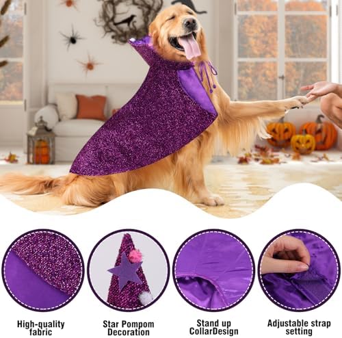 JOICEE Halloween Dog Costume, Witch Hat with Cape Set for Small Medium Dog - Image 3