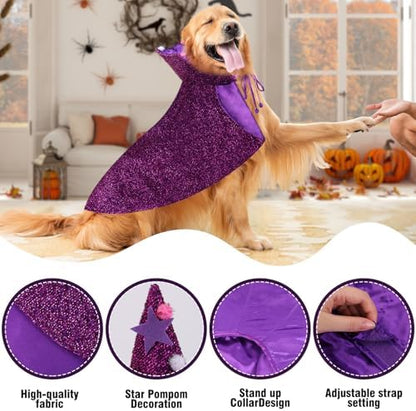 JOICEE Halloween Dog Costume, Witch Hat with Cape Set for Small Medium Dog - Image 3