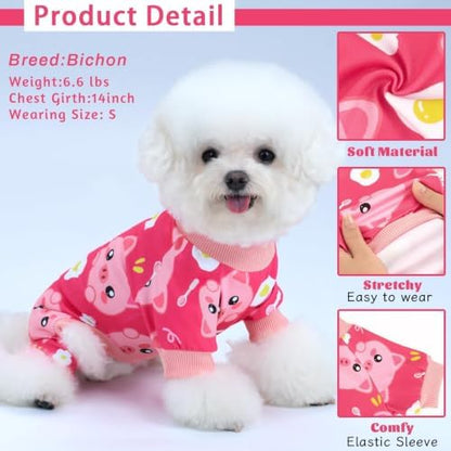 XPUDAC 4 Pieces Dog Pajamas Stretchy Dog Pjs Soft Cute Doggie Clothes for Small Medium Dogs Boy Girl Cats Pet Outfits, X-Small - Image 2