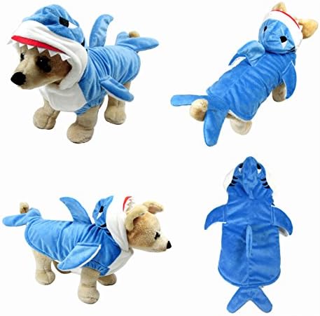 Yoption Halloween Dog Shark Costume, Warm Pet Hoodie Outfit, L by Yoption