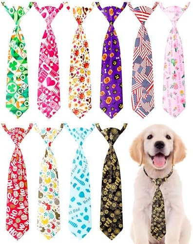 PET SHOW 10 Pack Holiday Dog Ties Neckties for Medium Dogs by PETSHOW
