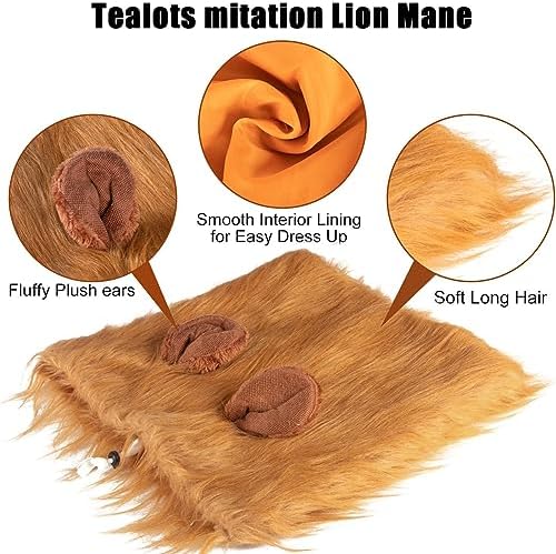 Dog Lion Mane Pet Halloween Costume - Adjustable Lion Wig Party Outfit Cosplay Apparel for Medium Large Dogs (Brown) - Image 7