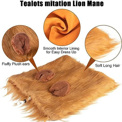 Dog Lion Mane Pet Halloween Costume - Adjustable Lion Wig Party Outfit Cosplay Apparel for Medium Large Dogs (Brown) - Image 7