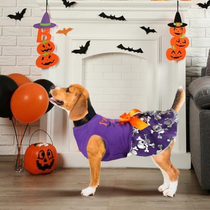 Dog Halloween Costumes Dog Dress Halloween Costumes for Dogs Funny Puppy Dress with Bow for Small Medium Large Dogs Pumpkin Witch Bat Pet Costume Halloween - Image 3