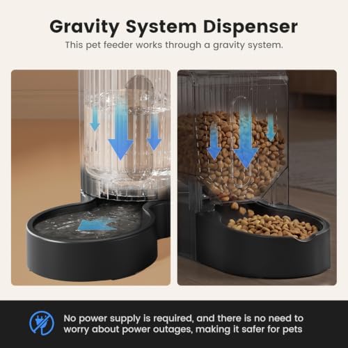 Dog Water & Food Dispenser Set, Gravity Automatic Pet Feeder, 4L x 2