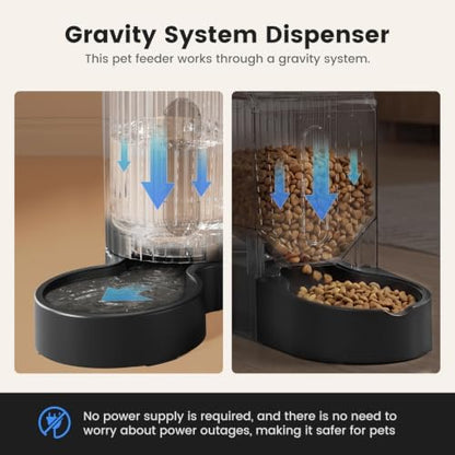 Dog Water & Food Dispenser Set, Gravity Automatic Pet Feeder, 4L x 2