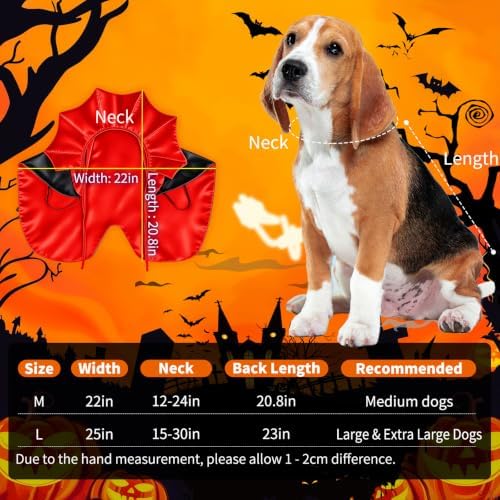 Halloween Dog Vampire Cloak Costume for Medium Dogs, Black Red - Image 2