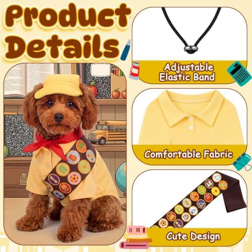 Huhumy 5 Pcs Scout Dog Costume Set with Hat Shirt Sash Scarf for Halloween - Image 4