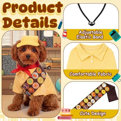Huhumy 5 Pcs Scout Dog Costume Set with Hat Shirt Sash Scarf for Halloween - Image 4