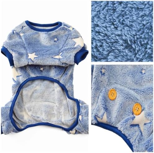 Plush Dog Pajamas Glow in The Dark Dog Jumpsuit 4 Legged Onesie for Small Medium Dog Cat, Pink Star S - Image 3