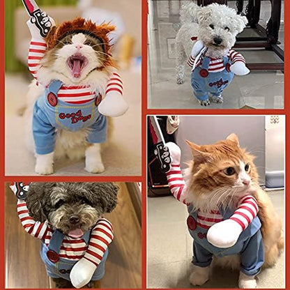SEIS Pet Deadly Doll Costume and Wig, Halloween Dog Clothes, Cat Apparel, L - Image 6