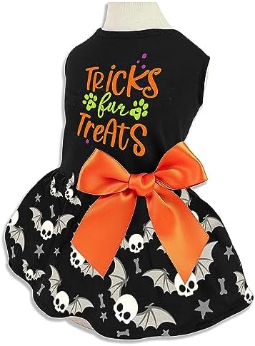 Halloween Dog Dress, Holiday Cat Cotton Outfits Skull Skirt for Small Boys and Girls Puppies Pets Doggie - Image 3