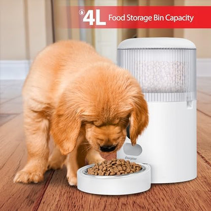 Energizer Smart Pet Feeder with 2K Video Camera, 5Ghz & 2.4Ghz Dual Band Wi-Fi, 2-Way Audio, Night Vision, 4L Food Capacity, Remote Feeding Dogs & Cats, Compatible with Alexa & Google, Records