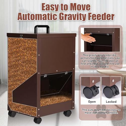 45Lbs Automatic Dog Feeder Large Breed, Easy to Move with Wheels