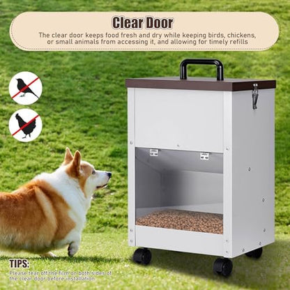 28Lbs Automatic Dog Feeder Large Breed, Easy to Move with Wheels