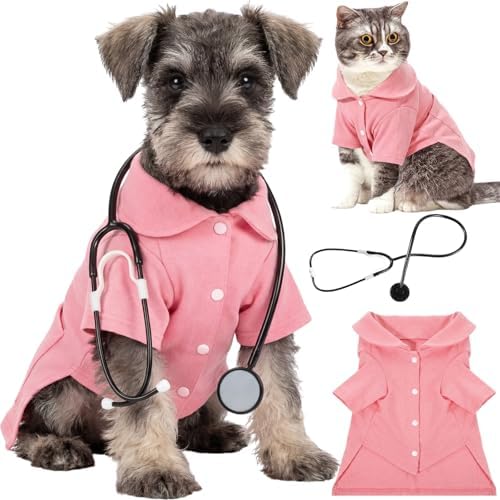 Dog Doctor Costume Cat Surgeon Nurse Costumes with Stethoscope, Pink, M by Huhumy