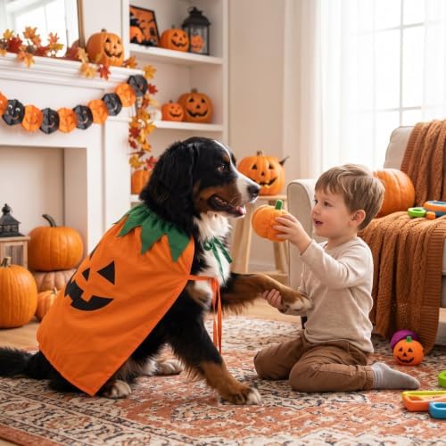 Halloween PumpkinDog Cape Halloween Dog Outfit for Medium Large Dog(XL) - Image 4
