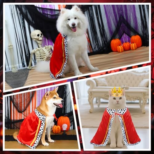Large Dog Halloween Costumes Dog King Costumes Cape Crown for Medium Dogs Funny King Prince Halloween Cosplay Costume for Large Medium Size Dogs Cats - Image 6