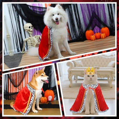 Large Dog Halloween Costumes Dog King Costumes Cape Crown for Medium Dogs Funny King Prince Halloween Cosplay Costume for Large Medium Size Dogs Cats - Image 6
