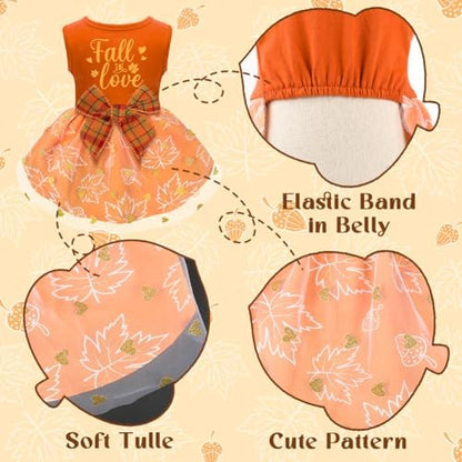 Dog Thanksgiving Outfit Funny Puppy Dog Dress with Bow for Small Medium Dogs Cute Fall Pet Costume for Cats Dogs Thanksgiving Day Halloween - Image 4