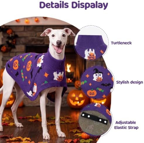 Dog Halloween Sweater Cloak, Cold Weather Coat Dog Jacket for Small Dogs, Classic Turtleneck Thick Puppy Clothes with Leash Hole DS-DP04M - Image 2