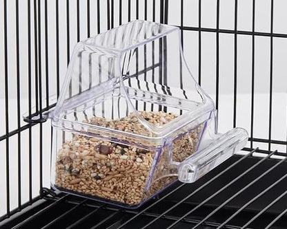 Mcage Lot of 4 Clear Transparent Bird Cage Birds Feeding & Watering Feeder Cups