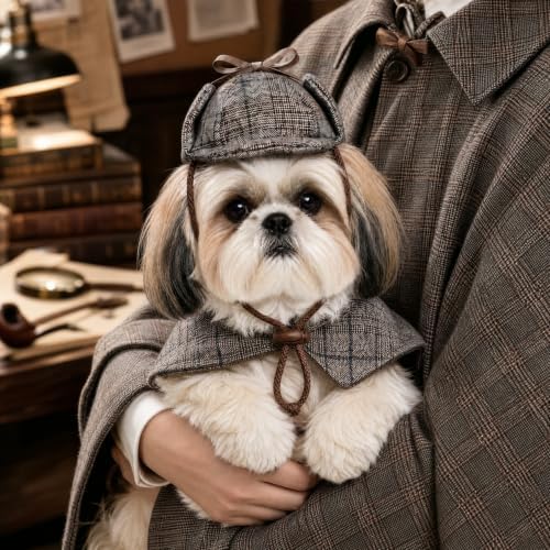 2 Pcs Small Dog Halloween Detective Costume, Party Outfit - Image 3