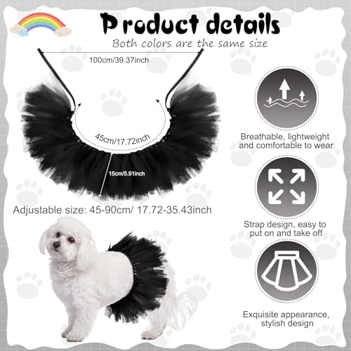 Dog Tutu for Dogs Tulle Skirt Pet Costume, Black - Image 2