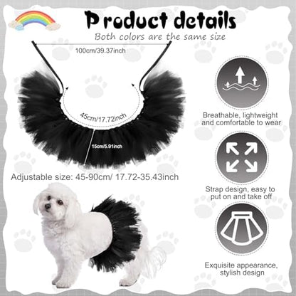 Dog Tutu for Dogs Tulle Skirt Pet Costume, Black - Image 2