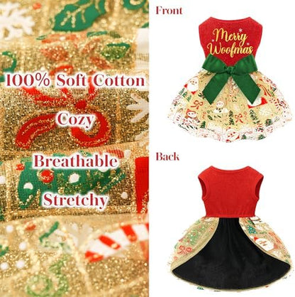 Dog Christmas Outfit Cute Dog Christmas Dress with Bowknot Tulle Puppy Clothes for Small Medium Dogs Cats Boys Girls Pet Costume - Image 6