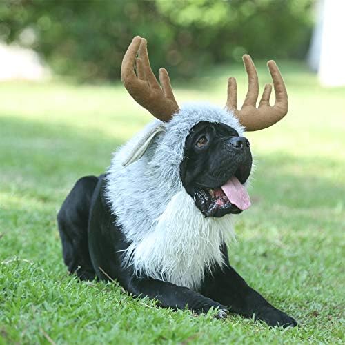 Onmygogo Funny Pet Reindeer Moose Costumes for Dog, Cute Furry Pet Wig for Halloween Christmas, Pet Clothing Accessories - Image 5