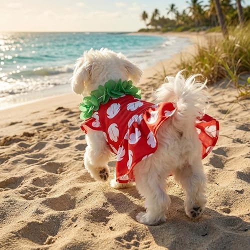 Halloween Dog Hawaiian Costume Dress Luau Leis Hair Clip,XS - Image 4