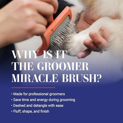Chris Christensen Big G Dog Slicker Brush for Dogs (Goldendoodles, Labradoodles, Poodles), Groom Like a Professional, Fluff Detangle Style, Saves Time Energy, Coral, Large - Image 2