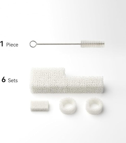 Cat Water Fountain Filter Sponge Replacement Foam Filters Compatible with Automatic Pet Water Dispenser 6-Pack, Upgraded Thicker Filter Fine Filtration for Smart Bowl with Cleaning Brush