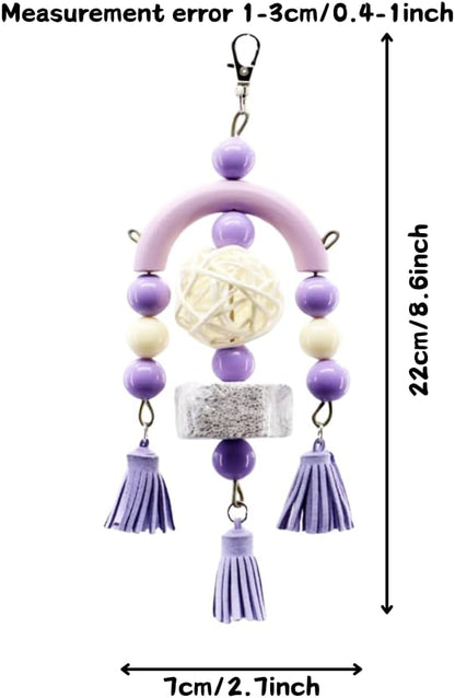 3PCS Bird Toys Bird Foraging Toys Chewing Hanging Birdcage Swing Cage Accessories Parrot Climbing Ladder for Conure Parakeet Cockatiel Budgies Lovebird Parrotlet (Purple)